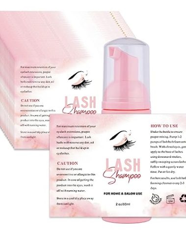 50PCS Lash Shampoo Label Stickers for Bottle, Lash Extension Stickers for Foam Pump Bottle Lash Bath Wash Label Personalised Stickers (B)