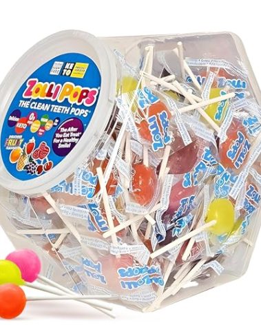 Zollipops Clean Teeth Pops Sugar Free Candy with Xylitol, Dye-Free Lollipops - Keto & Diabetic-Friendly, Dentist-Approved Treats for Kids (Natural Fruit Flavors, 29 oz)