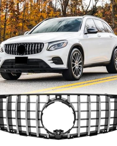 Front Bumper GLC 63 GT Style Grille For 2016 2017 2018 2019 Mercedes-Benz GLC-Class GLC 250 300 350e 43 AMG Suv Coupe Front Center Grill With Chrome Trim
