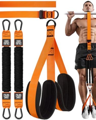 HPYGN Two Foots Pull Up Assistance Bands, Heavy Duty Resistance Band for Pull Up Bar, Adjustable Weight/Size with Fabric Feet/Knee Rest, Bands for Pull Up Assist for Strength Training, Pull Up