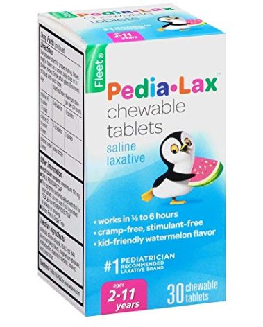 Pedia-Lax Laxative Chewable Tablets for Kids, Ages 2-11, Watermelon Flavor, 30 CT (2 Pack)