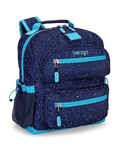 Bentgo Kids Confetti Backpack - Lightweight 14” Backpack for School, Travel & Daycare, Ideal for Ages 4+, Durable & Water-Resistant, Roomy Interior, & Loop for Lunch Bag (Confetti Edition-Abyss Blue)