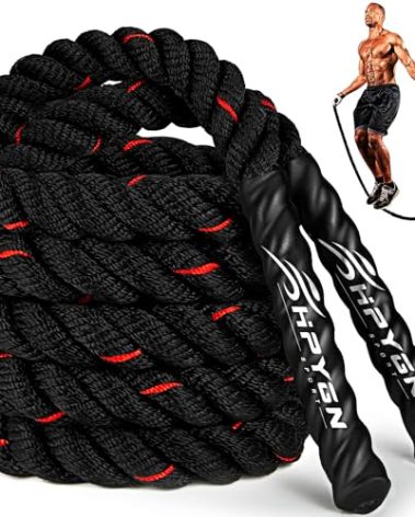 HPYGN Weighted Heavy Skipping/Jump Rope 9.2ft 2.8LB for fitness, Exercise, boxing Gym Training, Home Workout, Improve Strength and Building Muscle, Total Body Workout Equipment for Men