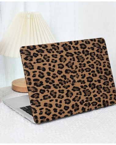 BYCeKe Compatible with MacBook Air 13.6 inch Case 2022-2025 M4 A3240 M3 A3113 M2 A2681,for Mac Air 13 Leather Cheetah Print Tortoise Shell Case & Keyboard Cover for MacBook Air13 M4,Leopard Brown