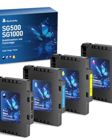 3.09 Sublimation Ink Cartridge Compatible with Sawgrass SG500 SG1000 Printer All Firmware Versions | No Grid Lines Guaranteed | High-Performance & High-Viscosity Gel Ink | Long-Lasting(4 PK, B/C/M/Y)