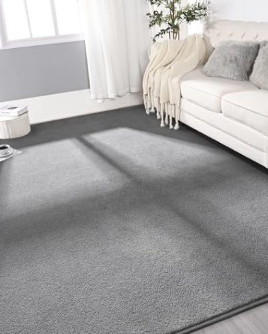 Gifeas Large Ultra Soft Modern Area Rugs for Living Room Bedroom, 6x9 Feet Grey Thickened Memory Foam Indoor Solid Minimalist Carpets, Non-Slip Comfy Rug for Boys Girls Nursery Room Home Decor