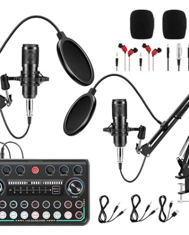 Znclces 2025 Upgraded Podcast Equipment Bundle for 2, Recording Studio Package with Pro Audio Interface(4 Customize SE) and Podcast Microphone for Gamer Podcasting, Recording, Singing, Streaming