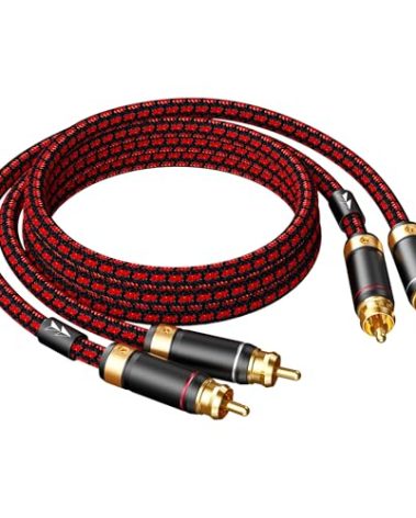 Primeda Auidophile 2RCA Male to 2RCA Male Stereo Audio Cable,Gold Plated | 4N Oxgen-Free Copper Core (2.5 Feet (0.75M))