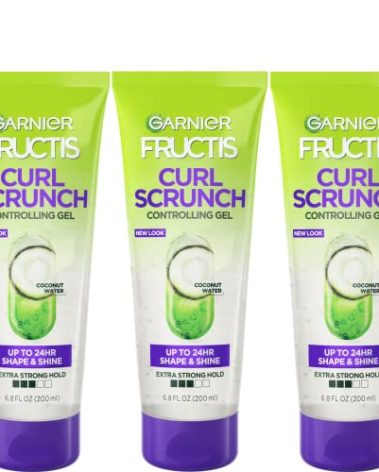 Garnier Fructis Style Curl Scrunch Controlling Gel for Shape & Shine, 6.8 Fl Oz, 3 Count (Packaging May Vary)