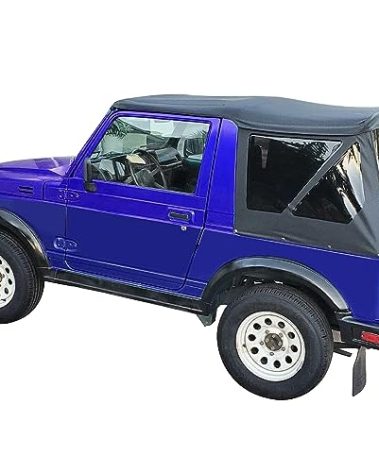 HECASA Soft Top Compatible with 1986-1994 Suzuki Samurai with Tinted Zip Out Windows Sailcloth - Black, NN1608