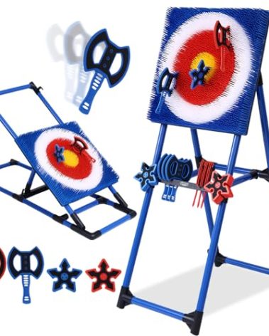NUCTKP Axe Throwing Bristle Target with 8 Throwing Axes Set,Axe Throwing Game for Indoor & Outdoor,Yard Games,Carnival Games
