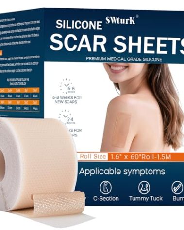 SWturK Silicone Scar Sheets,Silicone Scar Tape for Removal Treatment,Medical Grade Scar Tape for Surgical Scars,C-Section,Tummy Tuck,Scar Removal Away(1.6" x 60" Roll - 1.5M) Keloid Bump Removal