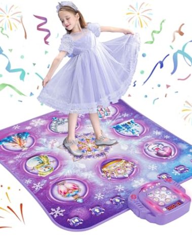 Surelect Dance Mat for 3-12 Year Old Girls, Frozen Dance Pad with Wireless Bluetooth, Purple Electronic Music Princess Toys Birthday for Kids and Toddlers Ages 3 4 5 6 7 8 9 10 +