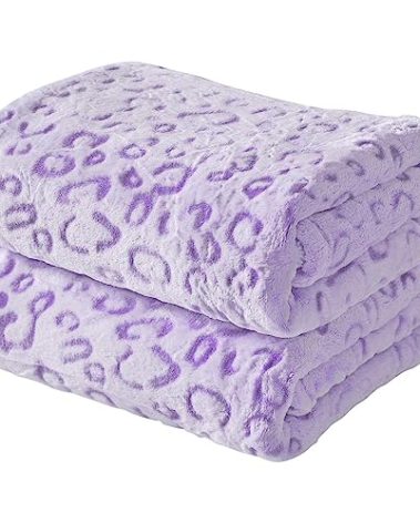 FY FIBER HOUSE Purple Blanket Cheetah Print Throw Blanket Leopard Decor, 50"X60"