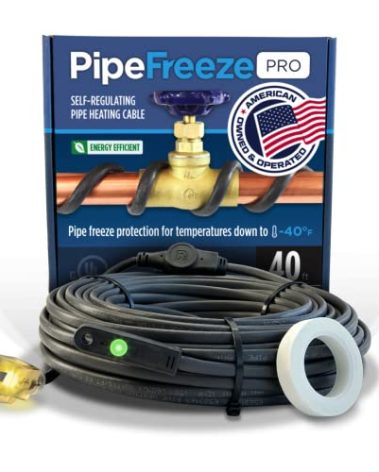 Radiant Solutions Company Intelligent Heat Tape for Water Pipe Freeze Protection - with GlowCap™, Built-in Thermostat, Tape Included, 10-yr Warranty, Heavy-Duty, Self-Regulating, 120V (125 Ft)