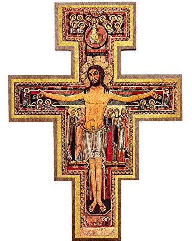 Intercession San Damiano Wall Wood Cross Crucifix (8 in)