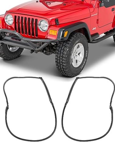 AccuPart Front Door Seals - Fits Jeep Wrangler TJ 1997-2006 - Water-Tight - Precisely Molded to Fit Around Factory Steel Door Shells - Full Perimeter Seal - Includes Nylon Panel Retainer Clips