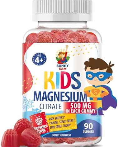 Sugar-Free Magnesium Gummies for Kids & Teens - 500mg Calm Magnesium Citrate - Chewable Magnesium Gummy Supplement for Sleep, Mood & Muscle Support - Citrato de Magnesio para Niños - 90 Gummies