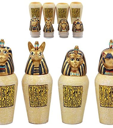 Ebros Gift Ancient Egyptian Four Sons of Horus Canopic Jars Imsety Duamutef Hapi and Qebehsenuef Miniature Figurines