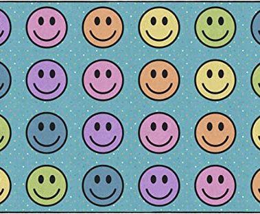Flagship Carpets Smiley Seating (Seats 24) Classroom Area Rug or Educational Learning Mat, Carpet for Kids Room, Seating Rug or Playroom Carpet, 7'6'' x 12', Blue