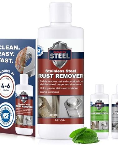 Stainless Steel Rust Stain Remover & Cleaner, Soft Cleanser, Safe for Food Areas, Non-Toxic for Appliances Perfect for Commercial Equipment, Refrigerator, Cybertruck and more (8.5 oz)