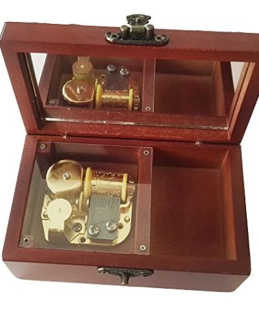 FnLy 18 Note Antique Lace Wind-Up Wooden Musical Box with Gold-Plating Movement,Elfen Lied Music