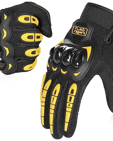 COFIT Motorcycle Gloves Breathable, Touchscreen Motorbike Gloves Anti-Slip with Good Grip Hard Knuckles Protection for Men Women Motocross, BMX ATV MTB Cycling, Road Racing - Yellow M