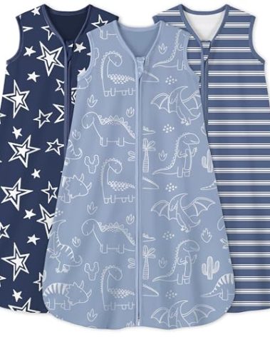 Yoofoss Baby Sleep Sack 6-12 Months 0.5 Tog Wearable Blanket for Baby, 3 Pack 100% Organic Cotton Infant Toddler Sleeping Sack 2-Way Zipper Lightweight Sleep Sack