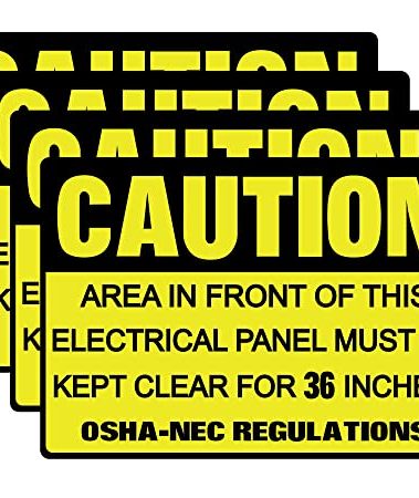 4 Pack Safety Signs"Caution Area in Front of This Electrical Panel Must Be Kept Clear for 36 Inches" Sign OSHA Labels 7" x 10" Self Adhesive Vinyl Do Not Block Electrical Panel Floor Decal Stickers