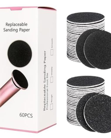 krofaue 60 PCS Replaceable Sandpaper Discs - 80 & 100 Grit Pad Refills for Electric Foot File Callus Remover - Dead Skin and Calluses Removal