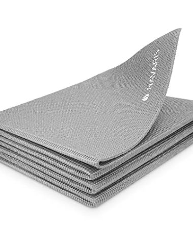 Navaris Foldable Yoga Mat for Travel - 1/8 inch (4mm) Thick Exercise Mat for Yoga, Pilates, Workout, Gym, Fitness - Non-Slip Folding Thin Portable Mat