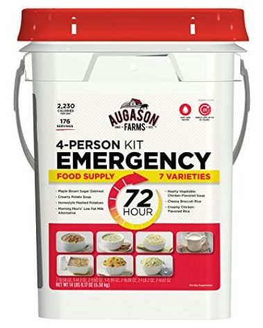 AUGASON FARMS Emergency Food Supply Bucket, 176 Servings, Dehydrated Meal Kit, Variety Pail, Long Shelf Life Just-Add-Water Meals for Prepping, Disaster Survival, Camping, Hiking, and More