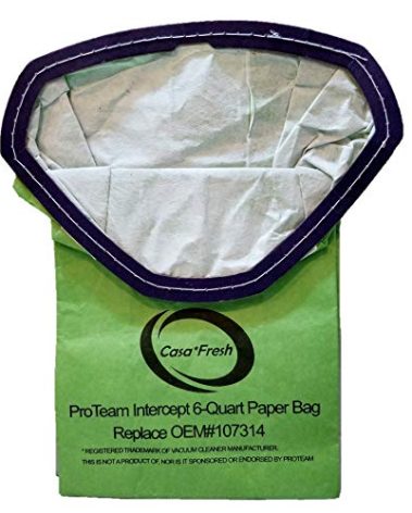 Replacement 10 PK for ProTeam ProVac FS 6 Compatible with 107314 with Intercept Micro Filter Backpack Vacuum Bags 6-Qt Capacity. Fits Super Coach Pro 6 - GoFree Flex Pro.