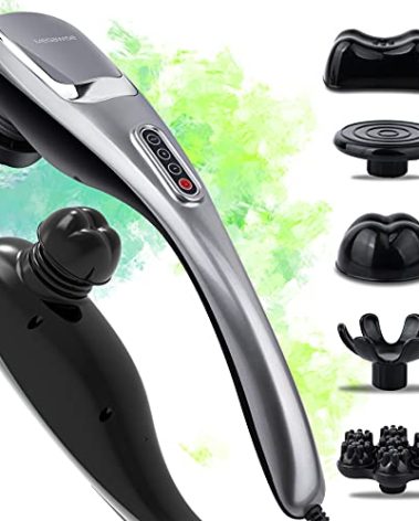 MEGAWISE Handheld Deep Tissue Neck Back Electric Massager for Shoulder, Waist, Leg, 3700 RPM Powerful Motor (Silver)