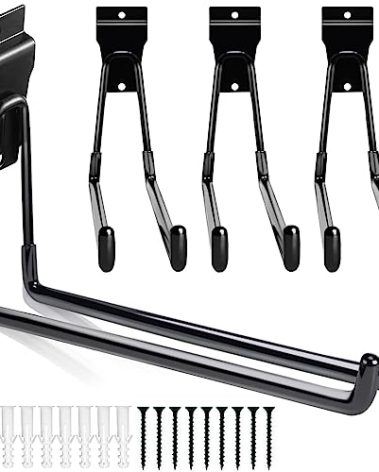 Heevir 11 Inch Slatwall Hooks - 4 Pack Large Heavy Duty Garage Slatwall Accessories for Hanging, Black Slat Wall Hanger