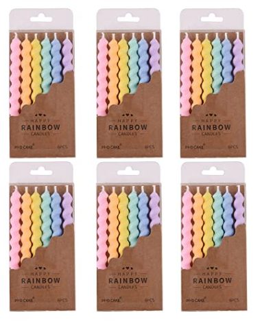 PHD CAKE 36-Count Rainbow Spiral Birthday Candles with Holders, Party Candles, Cake Candles