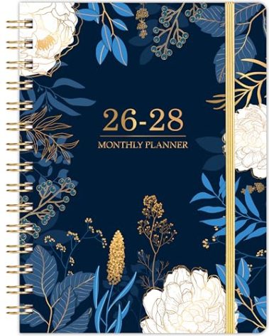 2026-2028 Monthly Planner/Calendar - 3 Year Monthly Planner 2026-2028, 6.3" x 8.4", Jan 2026 - Dec 2028, Months Tabs, Inner Pocket, Elastic Closure, Twin-Wire Binding