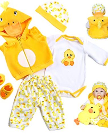 Reborn Baby Dolls Clothes 22 inch Outfit Accessories Yellow Duck 5pcs Set for 20-22 Inch Reborn Doll Newborn Girl&Boy
