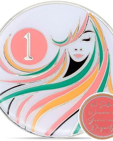 1 Year Sobriety Coin | A Sober Woman Triplate AA Chip | Glow in The Dark Anniversary Token Recovery Gift for Women