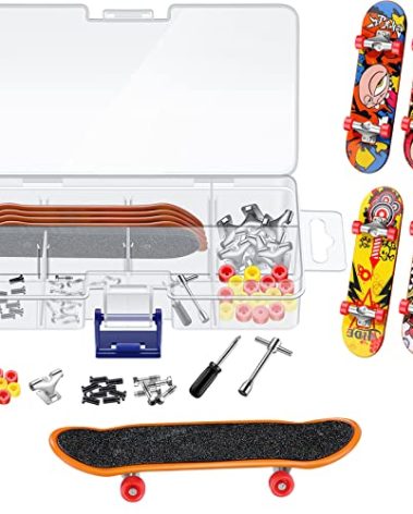 5 Packs DIY Mini Finger Skateboard Fingerboard Kit with Box and Replacement Accessories for Teens Adults Fingertip Movement Novelty Toys