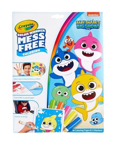 Crayola Baby Shark Color Wonder Pages, Mess Free Coloring for Toddlers, Coloring Activity, Travel Activities, Toddler Toys & Gifts, 3+