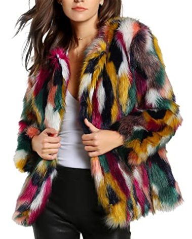 Yimoon Faux Fur Coats Women Fluffy Fur Jacket Winter Multicolor Furry Jackets