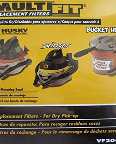 (2 x Pack of 3 Filters) MultiFit VF2000 Replacement Filter with Mounting Band for Husky, Stinger, and Bucket Head Vacuums