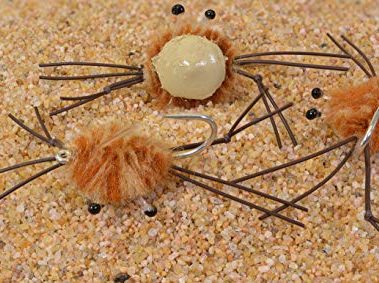 3 Pack | Camo Crab Saltwater Fishing Fly | Permit, Bonefish, Tarpon, Redfish | Mustad Duratin Hook #2 (Brown & Tan #2)
