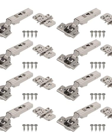 Blum Clip top BLUMOTION Hinge Kit (4 Pack), Full Overlay, 110° Opening Angle, Steel, Soft Close Euro-Style Hinges with Clip Mounting Plate for Frameless Cabinets