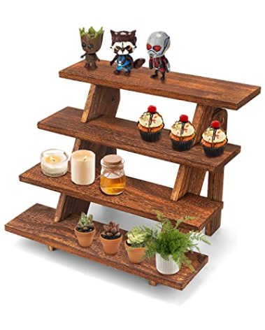 Manspdier Wooden Display Stand Wood Cupcake Stands Tool Free, Rustic Risers for Display Ideal Craft Funko Pop Shelves Table Display Stand for Vendors Wood Riser