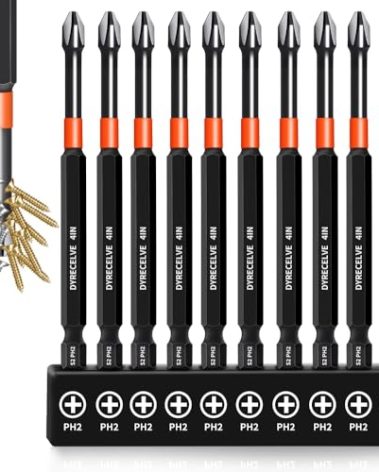 10-Pack Phillips Bits #2 Impact, 4-Inch Long Magnetic Phillips Head Drill & Screwdriver Bits, PH2 Premium S2 Steel 1/4" Hex Shank for Impact Drivers, Professional & DIY Use