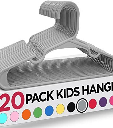 Utopia Home 20 Pack Kids Hangers - 11.5 Inch Plastic Baby Hangers for Closet - Childrens Hanger for Clothes & Infant Hanger for Closet - for Everyday Standard Use (Gray)