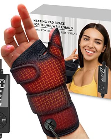 sticro Wrist Thumb Brace Heating Pad for Arthritis and Carpal Tunnel Relief, Hand Heating Pad for Sprains Trigger Thumb, Tendonitis Pain Relief - Left Right Hand