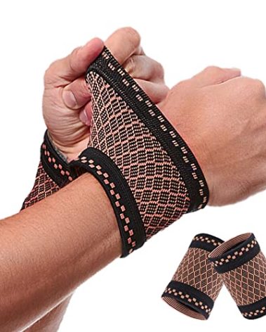 Copper Wrist Compression Brace (2Pcs), Elastic Wrist Support Sleeve Wrist Braces for Tendonitis, Arthritis, Carpal Tunnel Pain Relief, Soft Wrist Wrap Wristbands for Sport, Fitness, Workout, Typing(S)